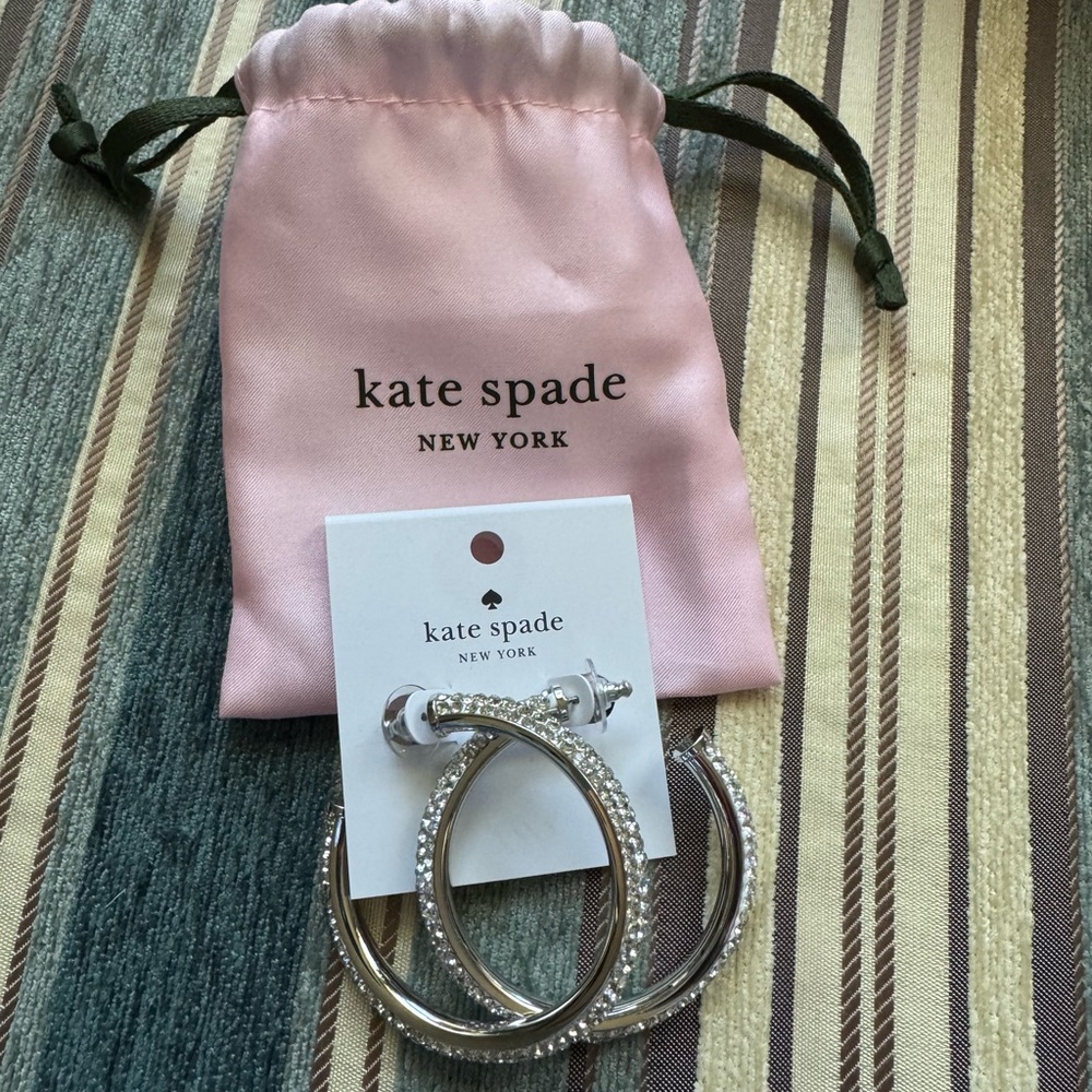 kate spade Silver Crystal Hoop Earrings